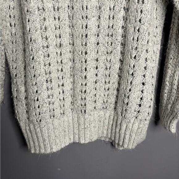 Nine West Light Gray Chunky Knit Cowl Neck Pullover Sweater Size Large - Picture 2 of 6